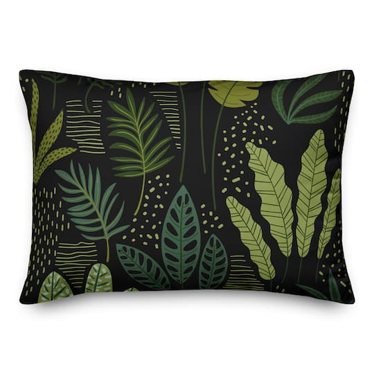 Fun Leaves On Black 14" x 20" Throw Pillow